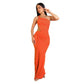 Women's Fashion Solid Color Long One Shoulder Pleated Dress