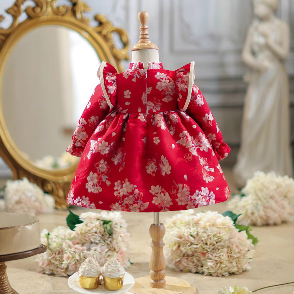 Nouvelle jupe princesse chinoise cheongsam pour enfants d'automne