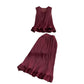 Casual Elegance Sleeveless Ruffled Loose Top And Skirt Two-piece Set