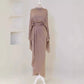 Elegant Batwing Sleeve Top Elegant Waist-tight Mid-length Dress Set
