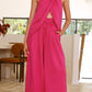 Women's Round Neck Wide Leg Pants Suit