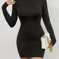 Brushed Black Turtleneck Slim Fit Dress Slimming Long Sleeves All-matching