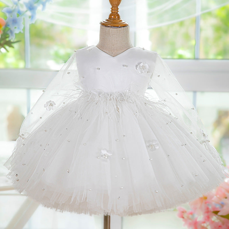 Robe de fête blanche pour fille d'un an, jupe tutu en tulle