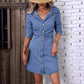Robe en jean amincissante à manches longues et taille ajustée style rétro