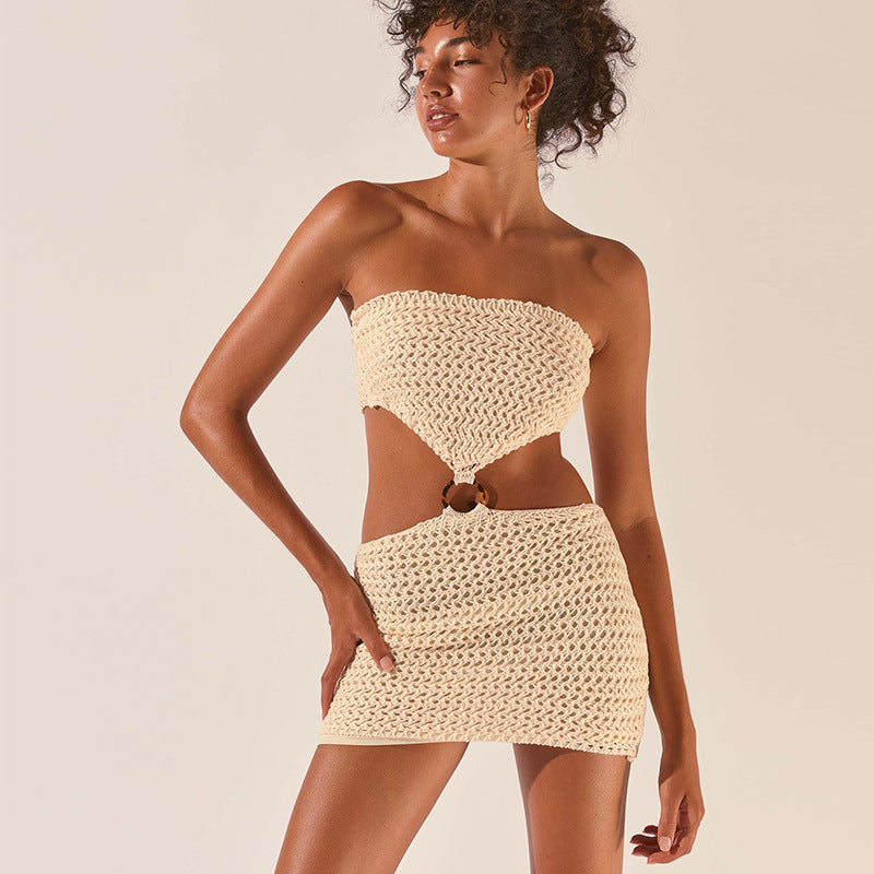 Women's Fashionable Knitted Dress Tube Top Short Skirt
