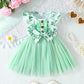 Embroidered Flowers Holiday Party Dress Girl