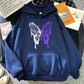Sweat à capuche à motif papillon blanc et violet