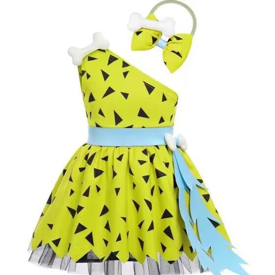 Sleeveless Mesh Dress And Hairband Two-piece Children's Clothing