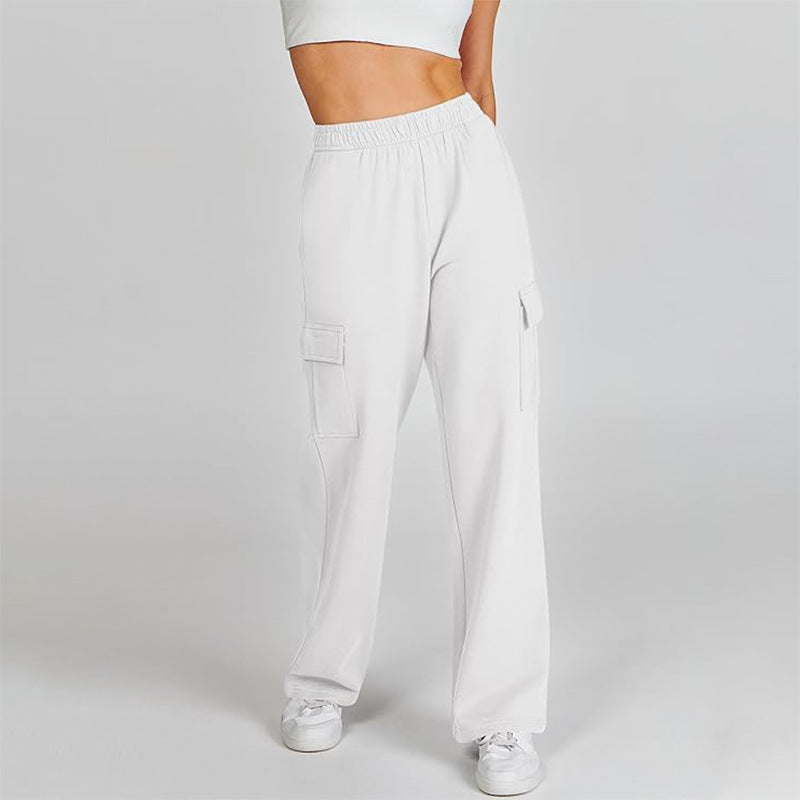 Pantalon de jogging élastique taille haute avec poches