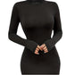Brushed Black Turtleneck Slim Fit Dress Slimming Long Sleeves All-matching