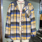 Women's Hooded Spliced Plaid Blouse Woolen Coat
