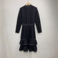 Sequined Ruffles Waist Trimming Knitted Dress