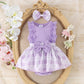 Robe de bébé bicolore à manches en dentelle pour fille