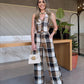 Plaid Sleeveless Vest Suit Straight-leg Pants