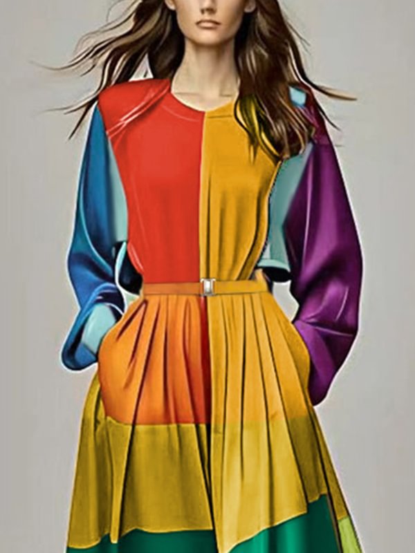 Robe imprimée coupe-taille pour femme