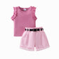 Short sans manches à rayures roses pour fille