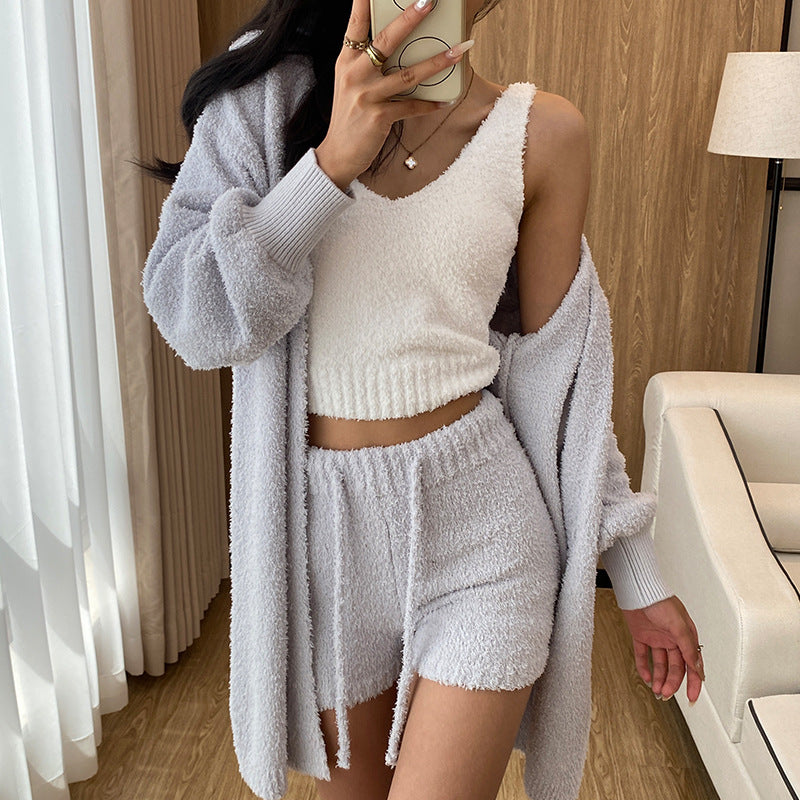 Home Wear Women's Half Velvet Thick Loose Pajamas Suit