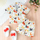 Multi-Color New Pajamas Animal Flowers Print Top With Shorts