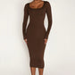 Round Neck Fleece Thickened Slim Fit Hip Skirt