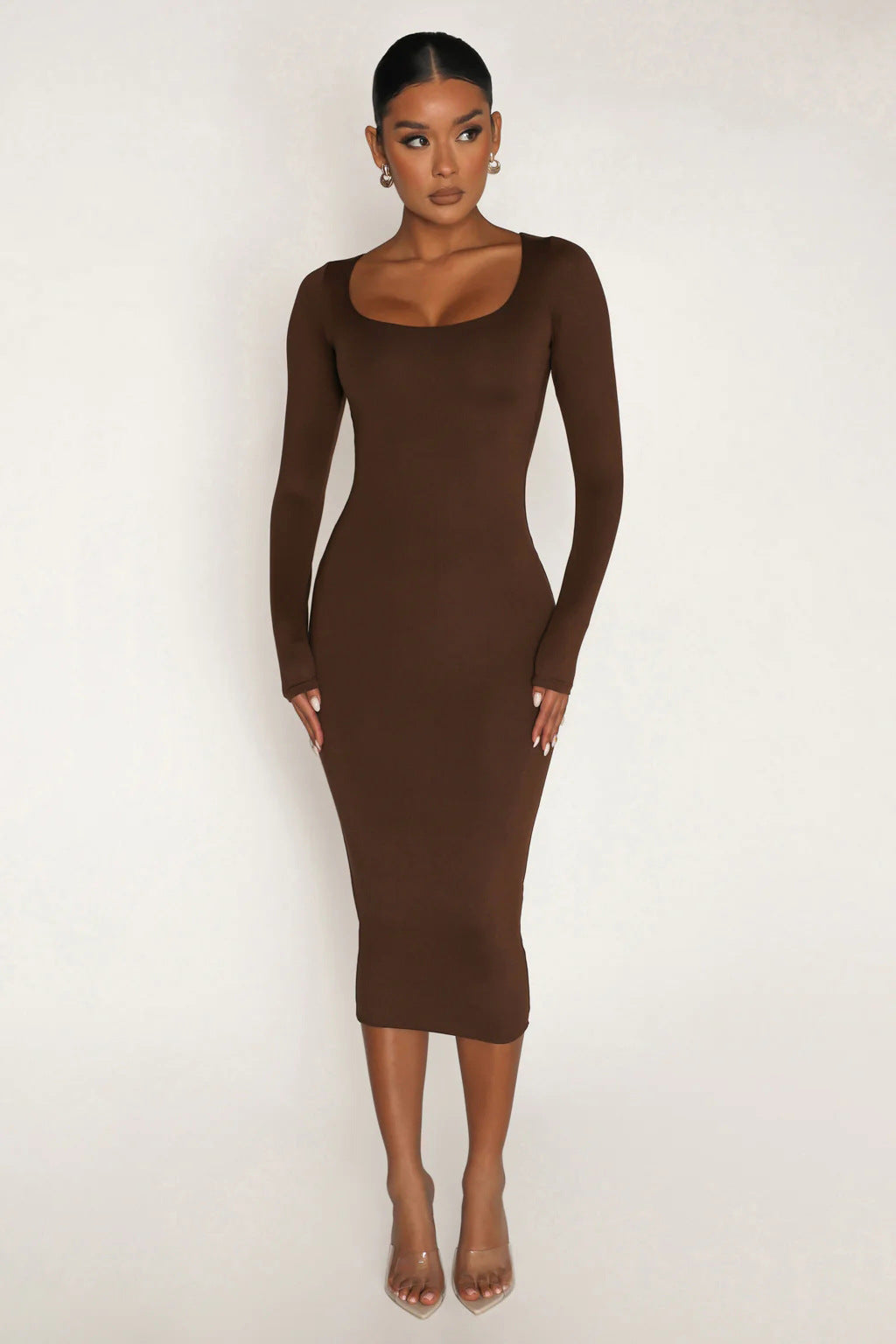 Round Neck Fleece Thickened Slim Fit Hip Skirt