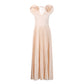 V-neck Three-dimensional Flowers High Waist Pleated Dress