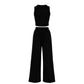 Trousers Elastic Waist Loose-fitting Sleeveless Shirt Suit