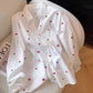 Love Full Print Lapel Long Sleeve Shirt Women