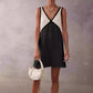 Women's V-neck Loose-fitting Sleeveless Shirt Color-matching Dress