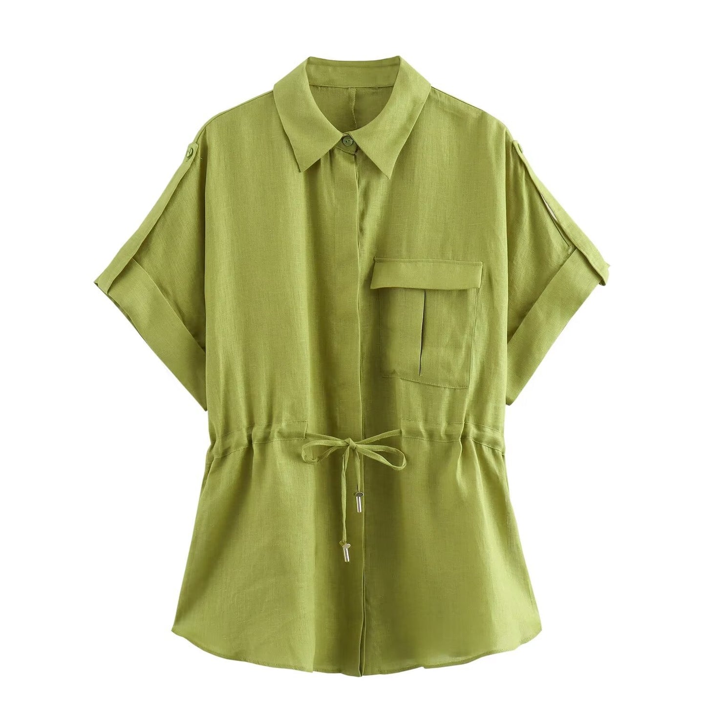 Summer Women's Clothing New Linen Women's Shirt Top Casual High Waist Pants Suit