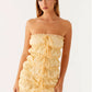 Sweet Yellow Bowknot Lace-up Tube Top Dress