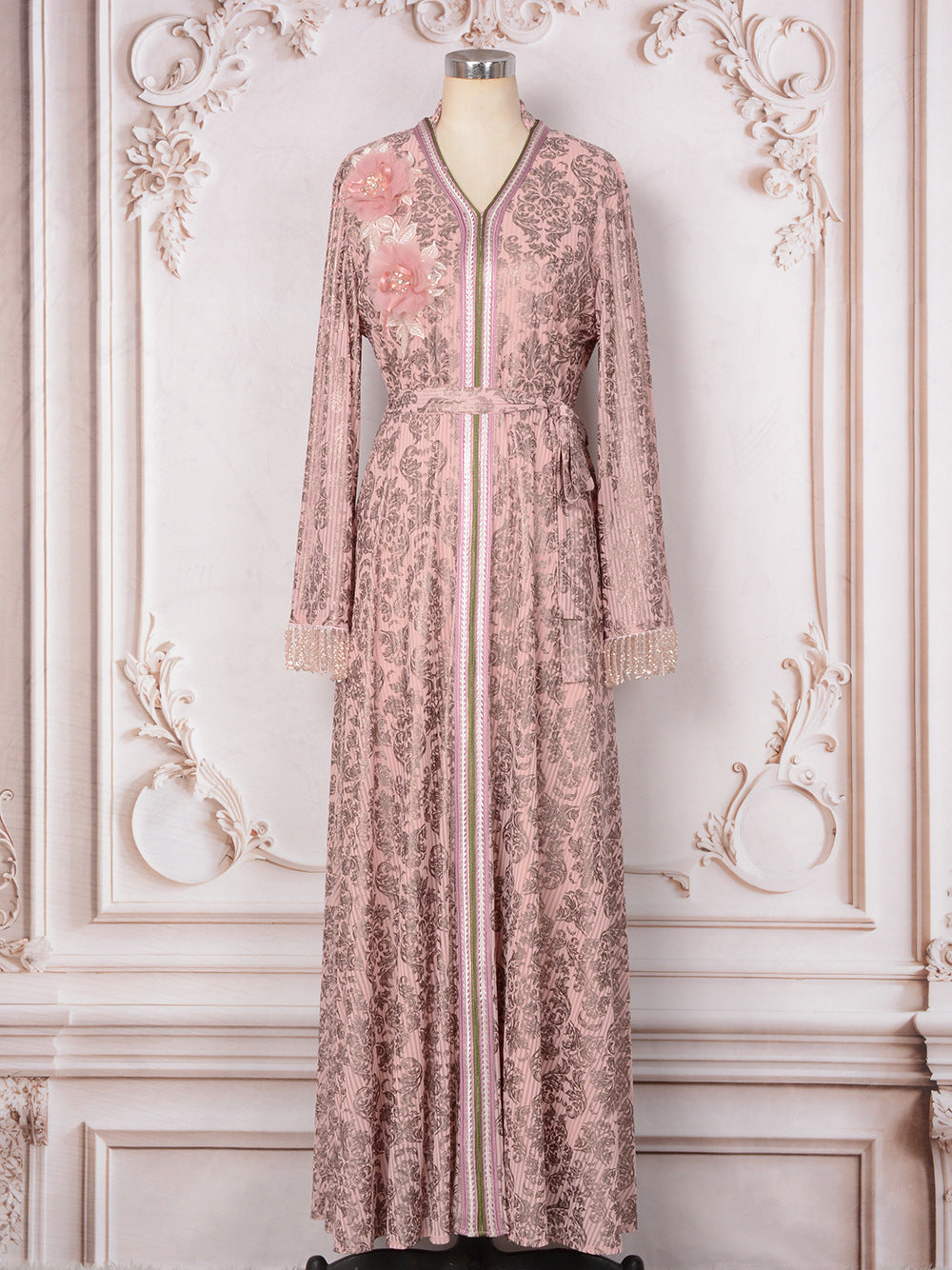 Gilding Flower Decoration Long Sleeve Dress Women