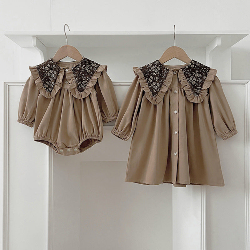 Long Sleeve Butt Wrap Clothes Romper Girl Dress