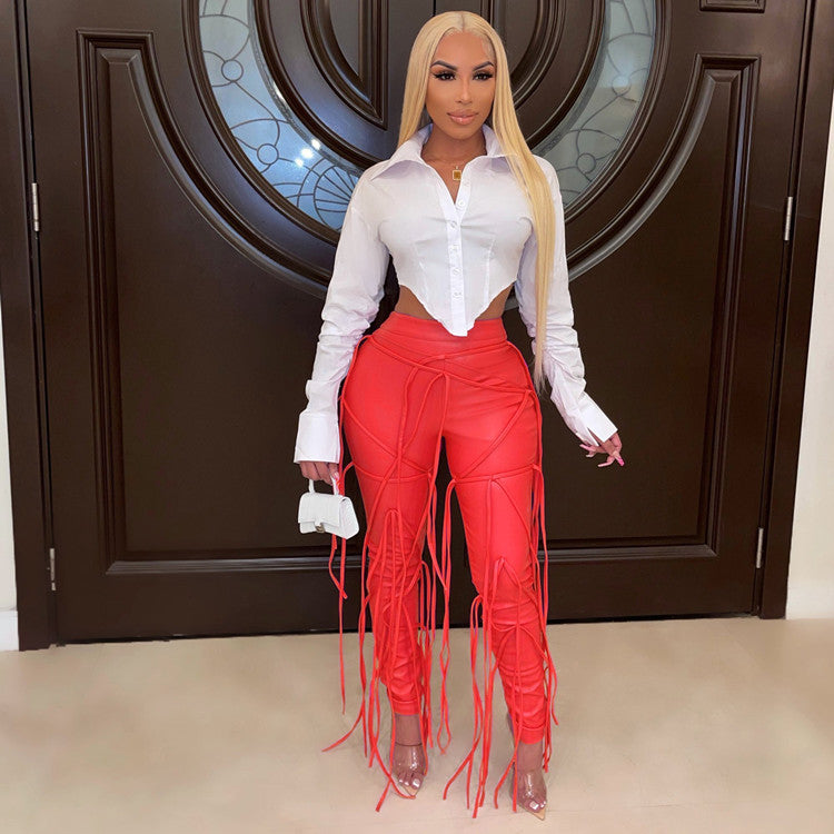 Fashion Lace-up Rope Sheath Tights
