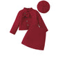 Girls' Autumn And Winter New Woolen Bow Top Skirt Outfit