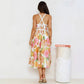 Floral Swing V-neck Lace-up Fashion Vacation Dress