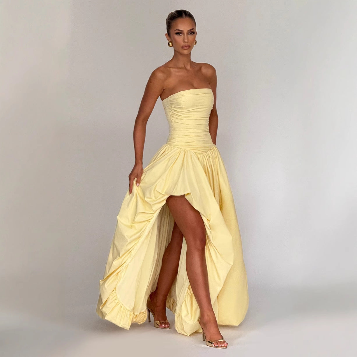 Women's Fashion Temperament Pure Color Sling Dress