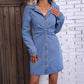 Robe en jean amincissante à manches longues et taille ajustée style rétro