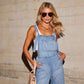 Women's Loose Side Pocket Sleeveless Ladies Denim Jumpsuit