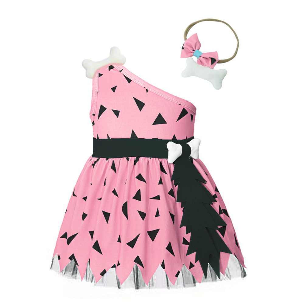 Sleeveless Mesh Dress And Hairband Two-piece Children's Clothing