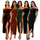 Women's Personalized Velvet Off-shoulder Dress
