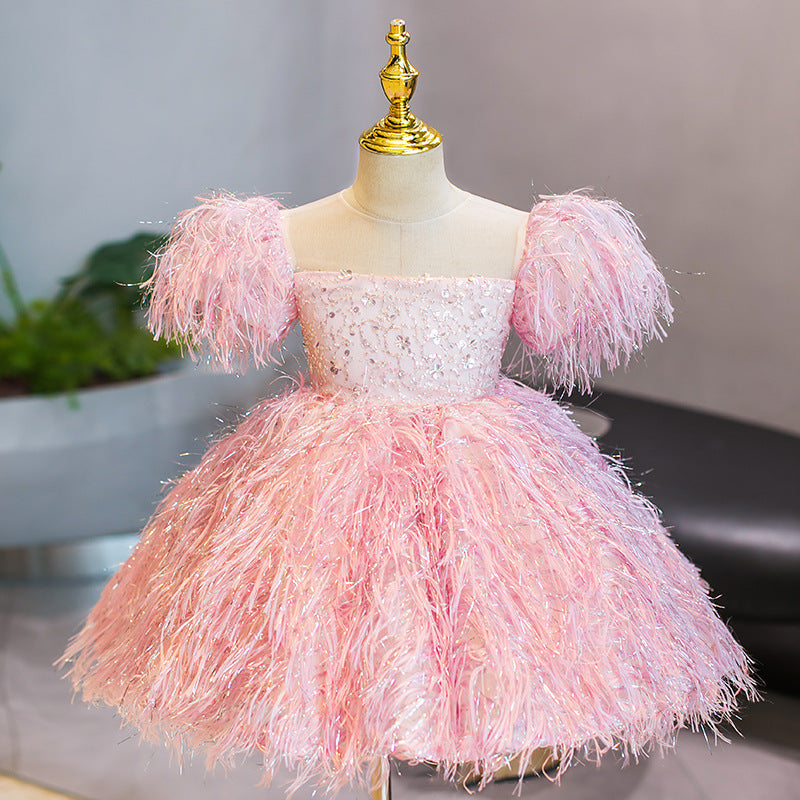 Polyester Girl Princess Dress Small Host Performance Costume
