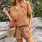 Solid Color Short Sleeve Shorts Temperament Commute Casual Suit
