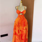 Printed Sling Tube Top High Waist A- Line Dress