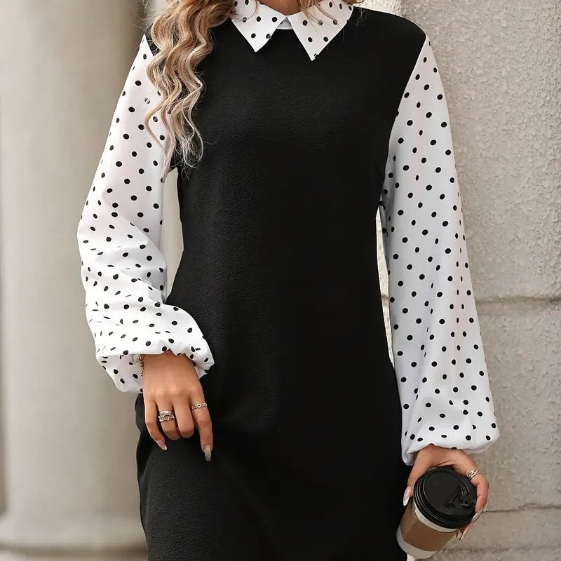 Robe à manches longues avec coutures tendance pour femme