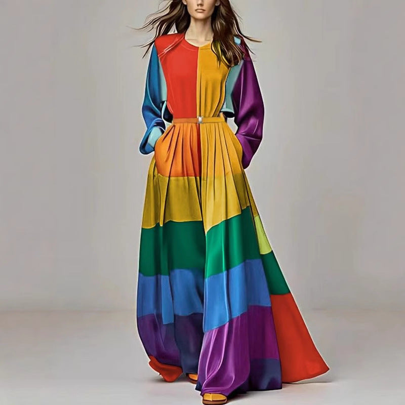 Robe imprimée coupe-taille pour femme