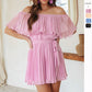 Solid Color Pleated Short-sleeved Jumpsuit