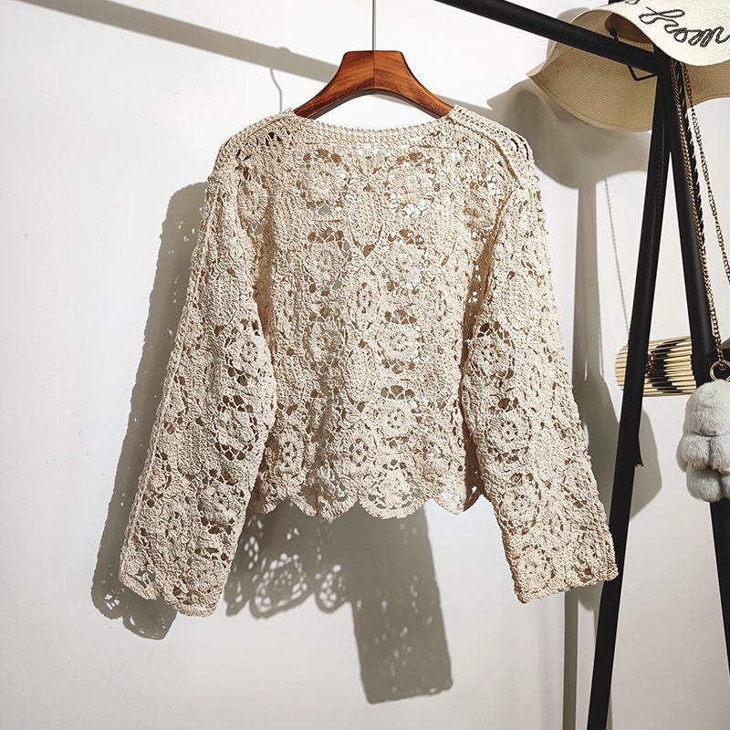 Women's French-style Lace Embroidered Hollow-out Top