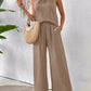 Women's Sleeveless Solid Color Back Hollow Lace Suit