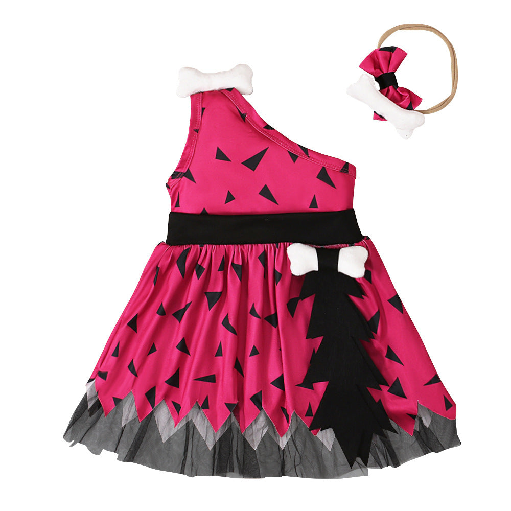 Sleeveless Mesh Dress And Hairband Two-piece Children's Clothing