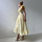 Striped Ruffles A- Line Waist Fitted Dress